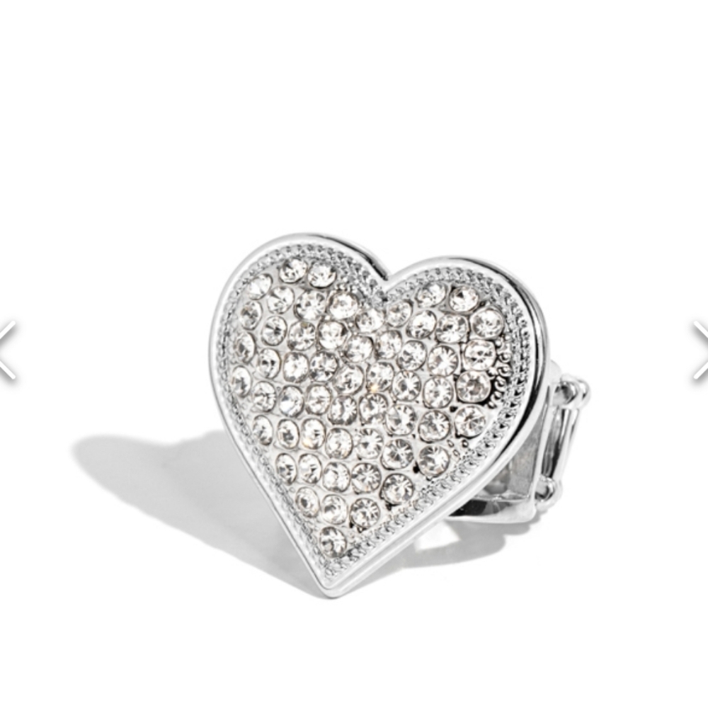 Sweet Serendipity White Ring  Stretchy Rhinestones
